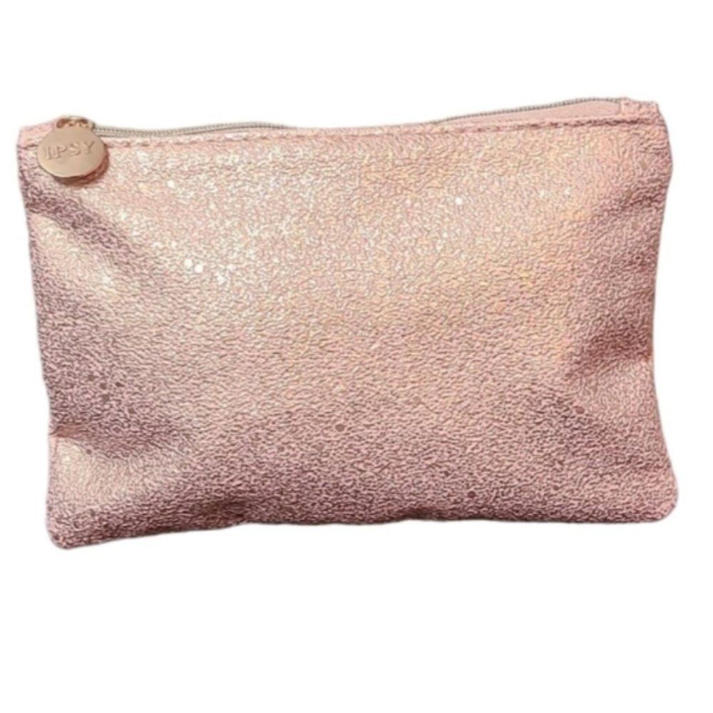 NWOT Ipsy Sparkly Pink Rose Gold Makeup Bag